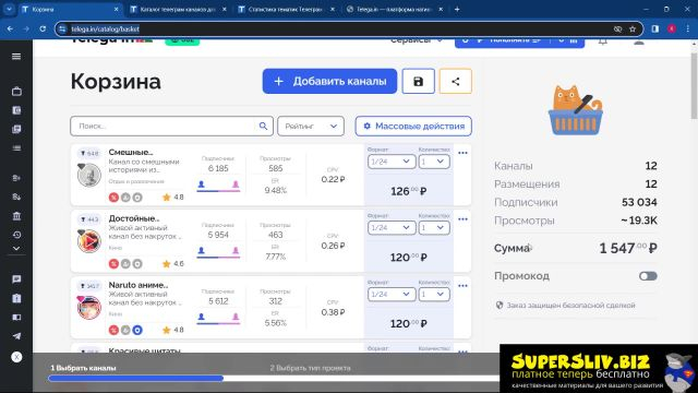 [SuperSliv-biz] 10 Закуп аудитории в каналах Телеграм